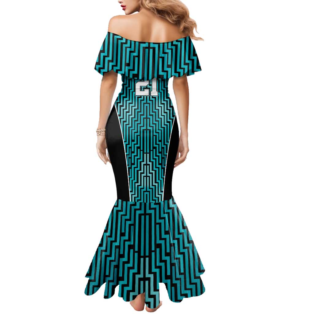Custom Basketball New Zealand Family Matching Mermaid Dress and Hawaiian Shirt Teal Maori Ta Moko Indigenous LT9 - Polynesian Pride