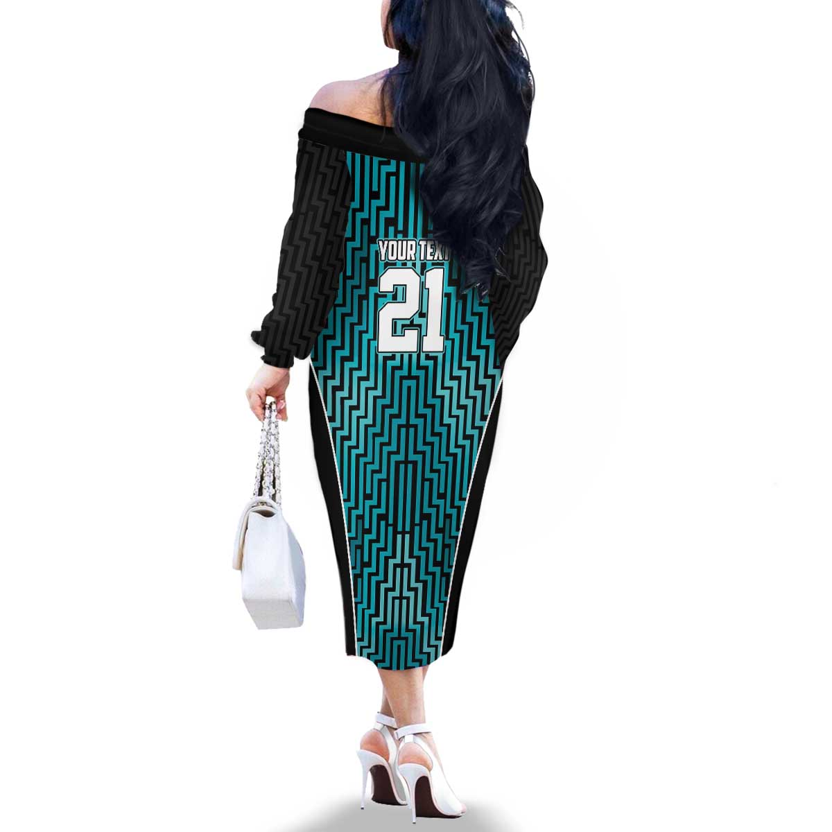 Custom Basketball New Zealand Family Matching Off The Shoulder Long Sleeve Dress and Hawaiian Shirt Teal Maori Ta Moko Indigenous - Polynesian Pride