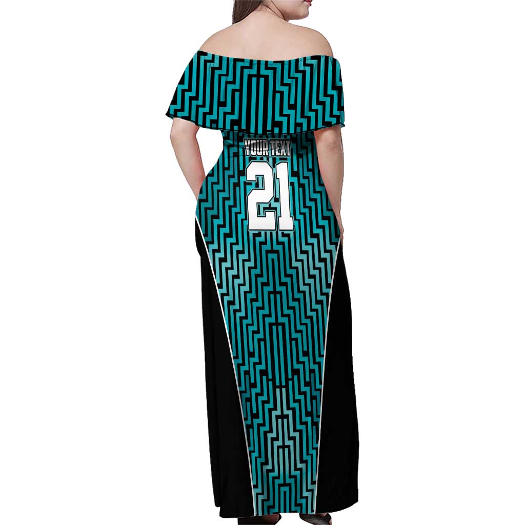 Custom Basketball New Zealand Family Matching Off Shoulder Maxi Dress and Hawaiian Shirt Teal Maori Ta Moko Indigenous LT9 - Polynesian Pride