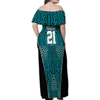 Custom Basketball New Zealand Family Matching Off Shoulder Maxi Dress and Hawaiian Shirt Teal Maori Ta Moko Indigenous LT9 - Polynesian Pride