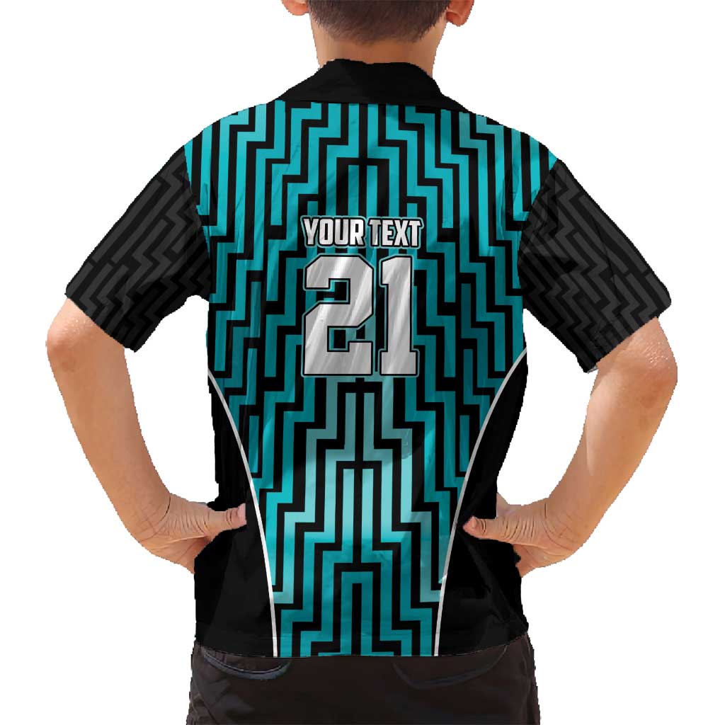 Custom Basketball New Zealand Family Matching Off Shoulder Short Dress and Hawaiian Shirt Teal Maori Ta Moko Indigenous LT9 - Polynesian Pride