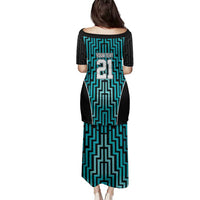 Custom Basketball New Zealand Family Matching Puletasi and Hawaiian Shirt Teal Maori Ta Moko Indigenous - Polynesian Pride