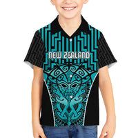 Custom Basketball New Zealand Family Matching Tank Maxi Dress and Hawaiian Shirt Teal Maori Ta Moko Indigenous LT9 Son's Shirt Teal - Polynesian Pride