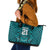Custom Basketball New Zealand Leather Tote Bag Teal Maori Ta Moko Indigenous - Polynesian Pride