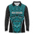 Custom Basketball New Zealand Long Sleeve Polo Shirt Teal Maori Ta Moko Indigenous - Polynesian Pride