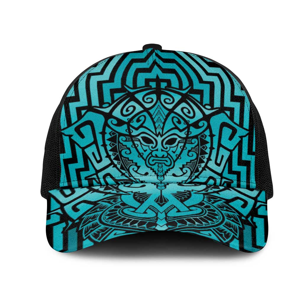 Basketball New Zealand Mesh Trucker Cap Teal Maori Ta Moko Indigenous - Polynesian Pride