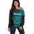 Custom Basketball New Zealand Off Shoulder Sweater Teal Maori Ta Moko Indigenous - Polynesian Pride