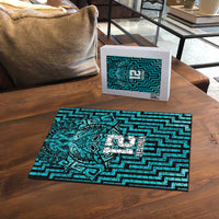 Custom Basketball New Zealand Puzzle Teal Maori Ta Moko Indigenous - Polynesian Pride