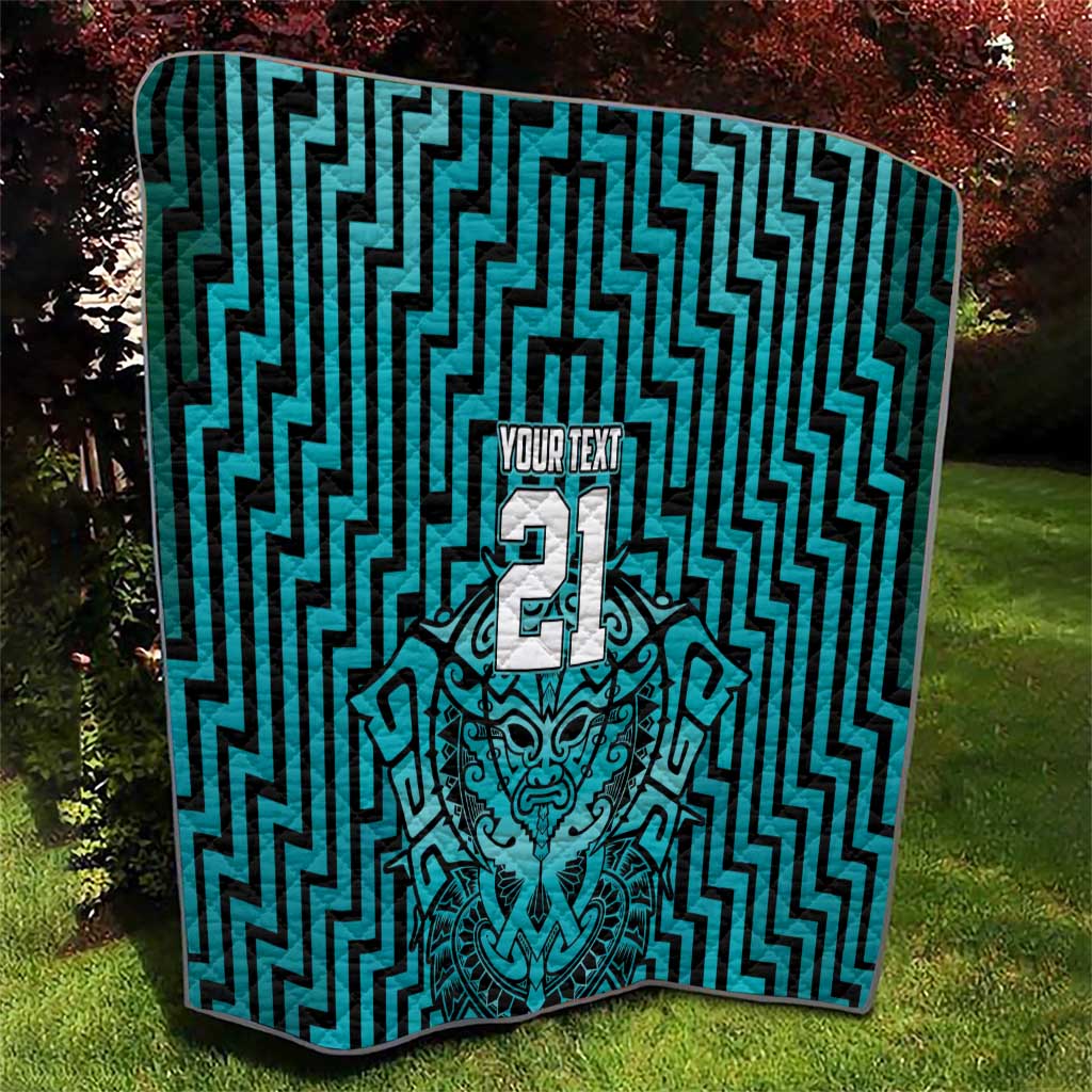 Custom Basketball New Zealand Quilt Teal Maori Ta Moko Indigenous - Polynesian Pride