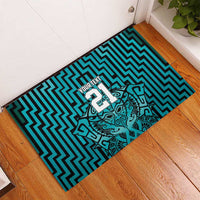 Custom Basketball New Zealand Rubber Doormat Teal Maori Ta Moko Indigenous - Polynesian Pride