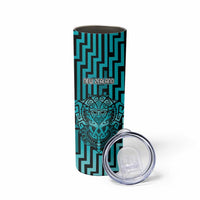 Custom Basketball New Zealand Skinny Tumbler Teal Maori Ta Moko Indigenous LT9 - Polynesian Pride