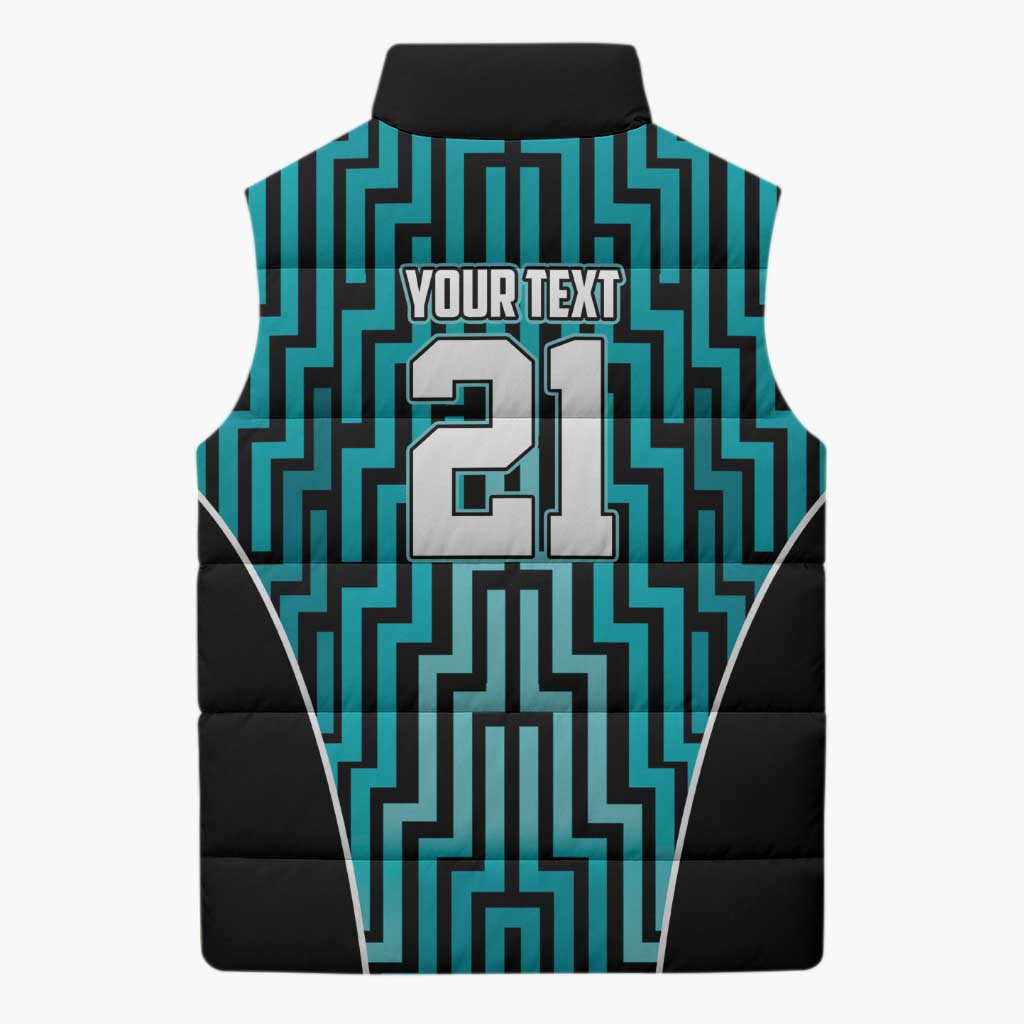 Custom Basketball New Zealand Sleeveless Puffer Jacket Teal Maori Ta Moko Indigenous - Polynesian Pride