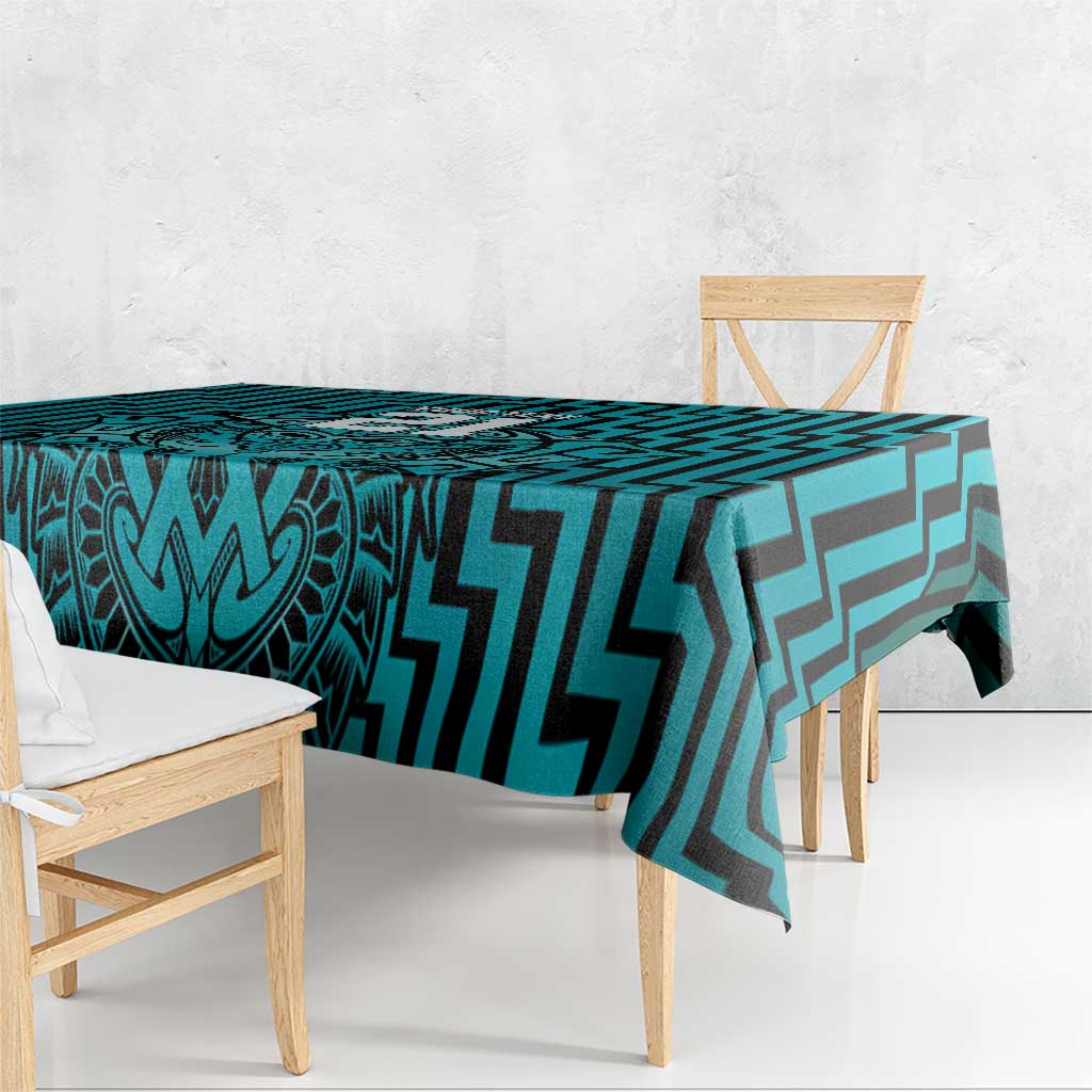 Custom Basketball New Zealand Tablecloth Teal Maori Ta Moko Indigenous LT9 - Polynesian Pride