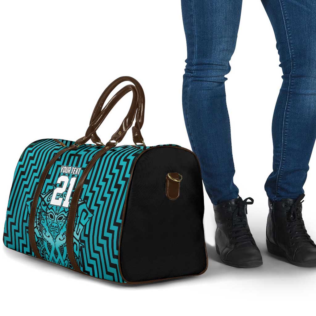 Custom Basketball New Zealand Travel Bag Teal Maori Ta Moko Indigenous - Polynesian Pride