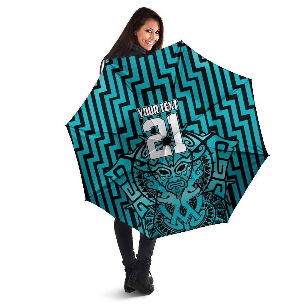 Custom Basketball New Zealand Umbrella Teal Maori Ta Moko Indigenous - Polynesian Pride