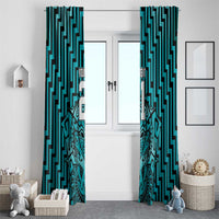 Custom Basketball New Zealand Window Curtain Teal Maori Ta Moko Indigenous - Polynesian Pride