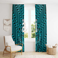 Custom Basketball New Zealand Window Curtain Teal Maori Ta Moko Indigenous - Polynesian Pride