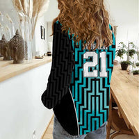 Custom Basketball New Zealand Women Casual Shirt Teal Maori Ta Moko Indigenous LT9 - Polynesian Pride