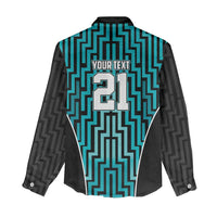 Custom Basketball New Zealand Women Casual Shirt Teal Maori Ta Moko Indigenous LT9 - Polynesian Pride