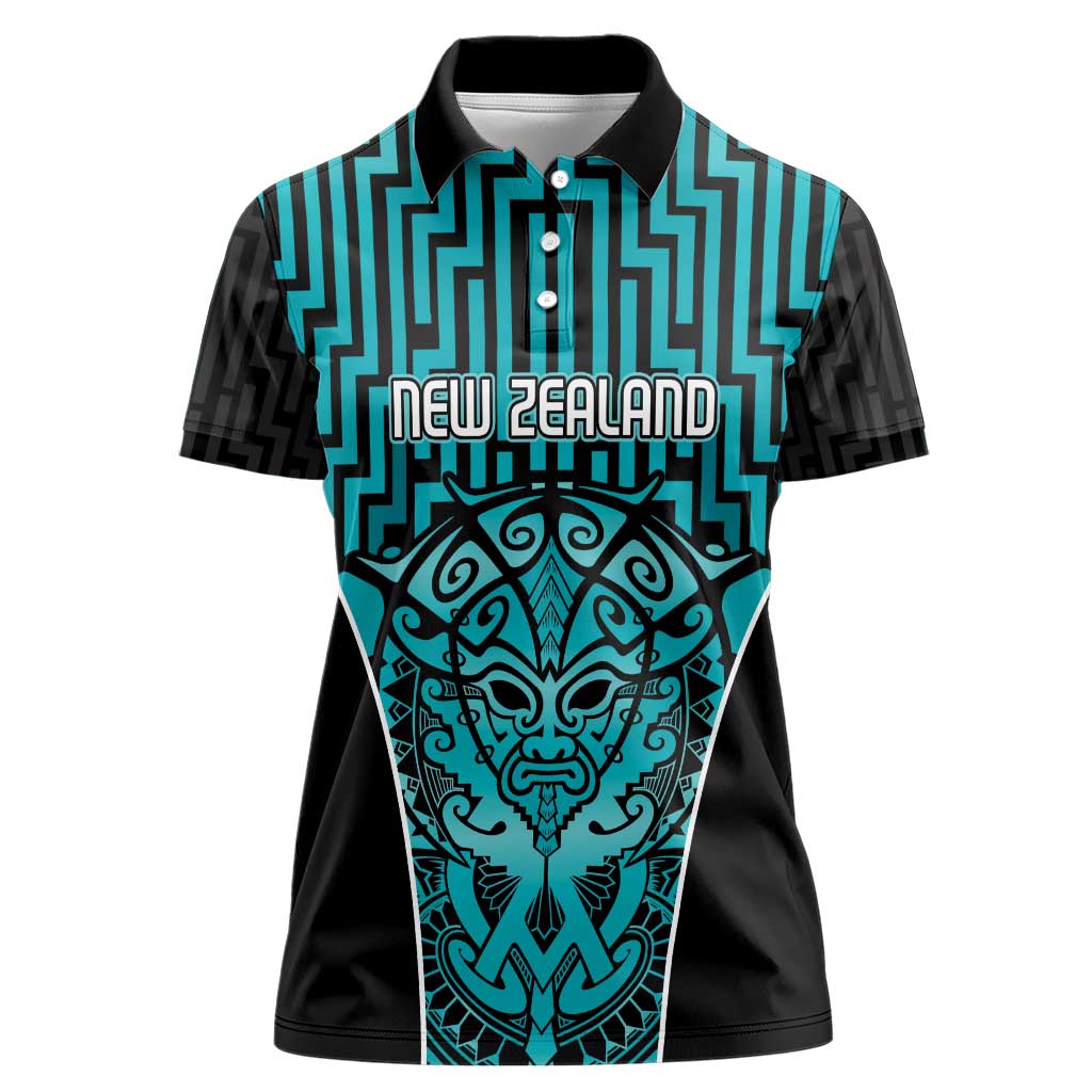 Custom Basketball New Zealand Women Polo Shirt Teal Maori Ta Moko Indigenous LT9 Female Teal - Polynesian Pride