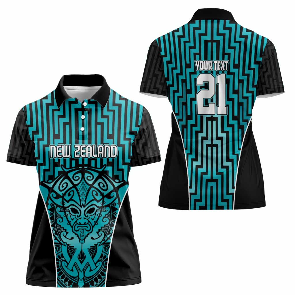 Custom Basketball New Zealand Women Polo Shirt Teal Maori Ta Moko Indigenous LT9 - Polynesian Pride