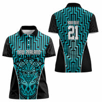 Custom Basketball New Zealand Women Polo Shirt Teal Maori Ta Moko Indigenous LT9 - Polynesian Pride