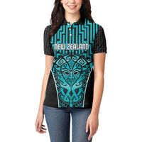 Custom Basketball New Zealand Women Polo Shirt Teal Maori Ta Moko Indigenous LT9 - Polynesian Pride
