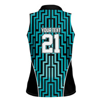 Custom Basketball New Zealand Women Sleeveless Polo Shirt Teal Maori Ta Moko Indigenous LT9 - Polynesian Pride
