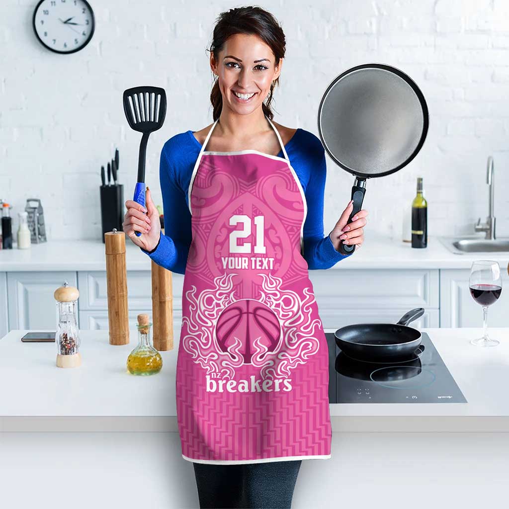 New Zealand Custom Apron Fire Basketball Maori Tribal Pink - Polynesian Pride