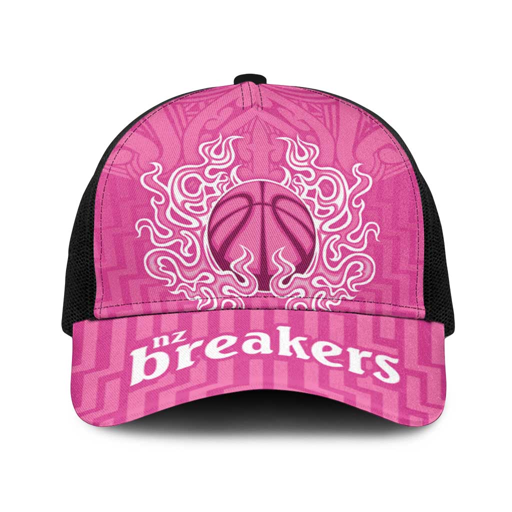 New Zealand Baseball Net Cap Fire Basketball Maori Tribal Pink - Polynesian Pride