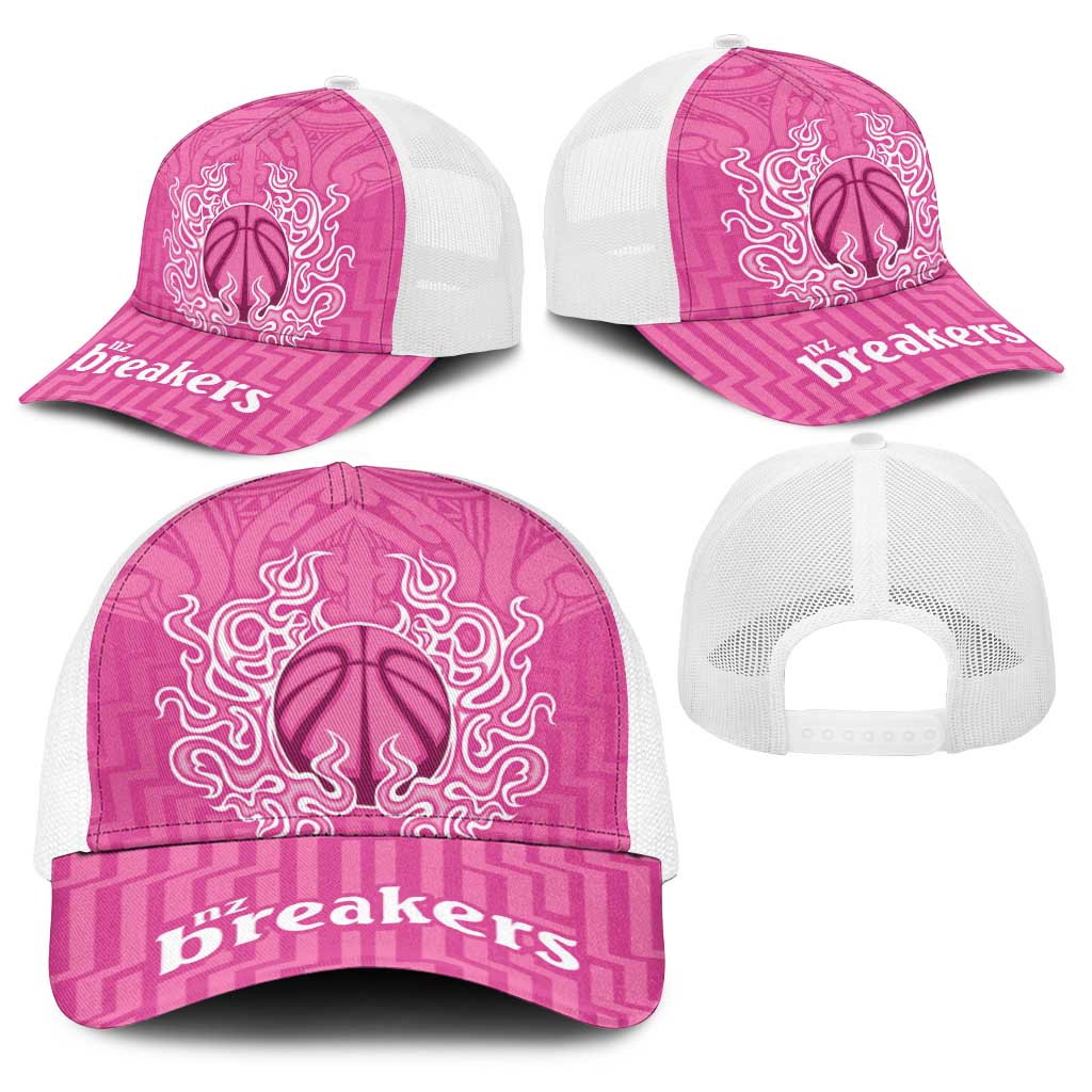 New Zealand Baseball Net Cap Fire Basketball Maori Tribal Pink - Polynesian Pride