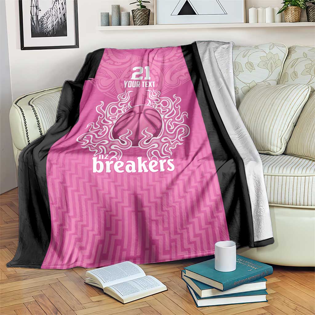 New Zealand Custom Blanket Fire Basketball Maori Tribal Pink - Polynesian Pride