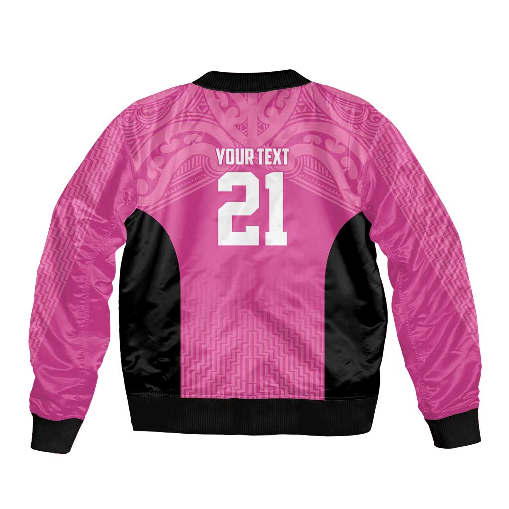 New Zealand Custom Bomber Jacket Fire Basketball Maori Tribal Pink LT9 - Polynesian Pride