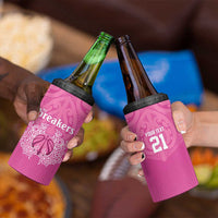 New Zealand Custom 4 in 1 Can Cooler Tumbler Fire Basketball Maori Tribal Pink LT9 - Polynesian Pride