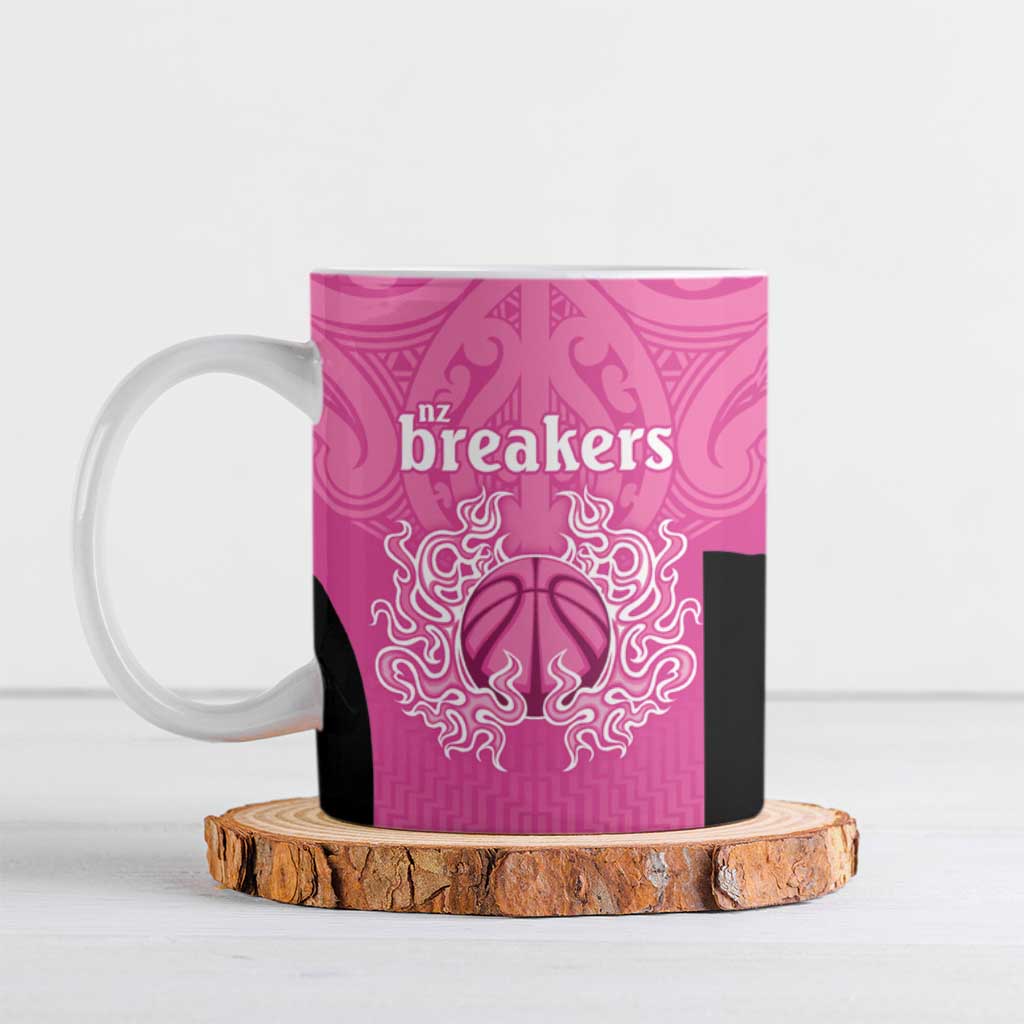 New Zealand Custom Ceramic Mug Fire Basketball Maori Tribal Pink LT9 Pink - Polynesian Pride