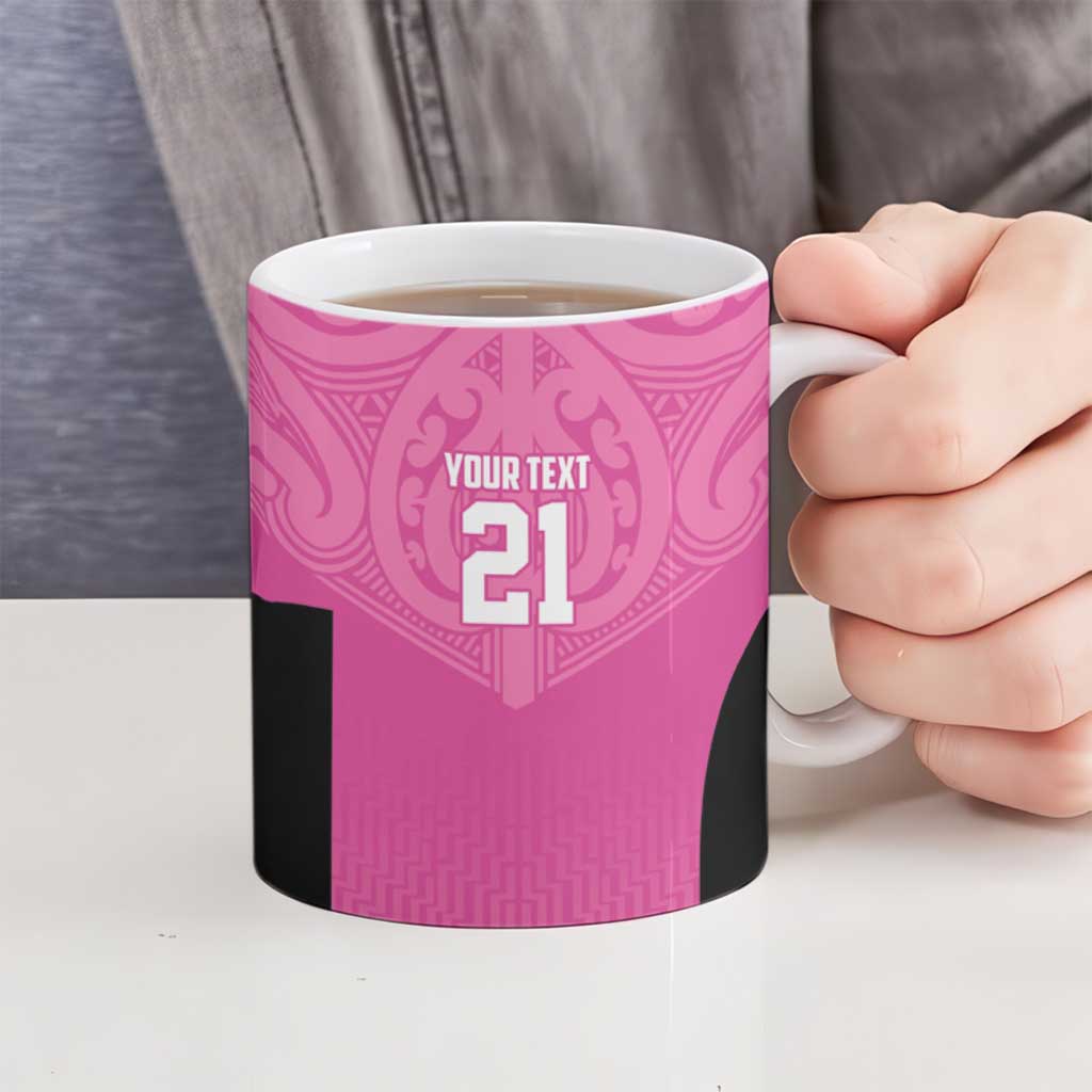 New Zealand Custom Ceramic Mug Fire Basketball Maori Tribal Pink LT9 - Polynesian Pride