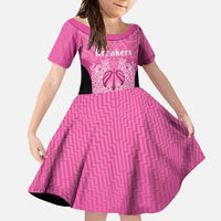 New Zealand Custom Family Matching Mermaid Dress and Hawaiian Shirt Fire Basketball Maori Tribal Pink LT9 Daughter's Dress Pink - Polynesian Pride