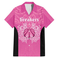 New Zealand Custom Family Matching Mermaid Dress and Hawaiian Shirt Fire Basketball Maori Tribal Pink LT9 Dad's Shirt - Short Sleeve Pink - Polynesian Pride
