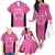 New Zealand Custom Family Matching Off The Shoulder Long Sleeve Dress and Hawaiian Shirt Fire Basketball Maori Tribal Pink - Polynesian Pride