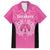 New Zealand Custom Family Matching Off The Shoulder Long Sleeve Dress and Hawaiian Shirt Fire Basketball Maori Tribal Pink - Polynesian Pride