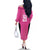 New Zealand Custom Family Matching Off The Shoulder Long Sleeve Dress and Hawaiian Shirt Fire Basketball Maori Tribal Pink - Polynesian Pride
