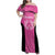 New Zealand Custom Family Matching Off Shoulder Maxi Dress and Hawaiian Shirt Fire Basketball Maori Tribal Pink - Polynesian Pride