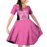 New Zealand Custom Family Matching Off Shoulder Short Dress and Hawaiian Shirt Fire Basketball Maori Tribal Pink LT9 Daughter's Dress Pink - Polynesian Pride