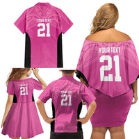 New Zealand Custom Family Matching Off Shoulder Short Dress and Hawaiian Shirt Fire Basketball Maori Tribal Pink LT9 - Polynesian Pride