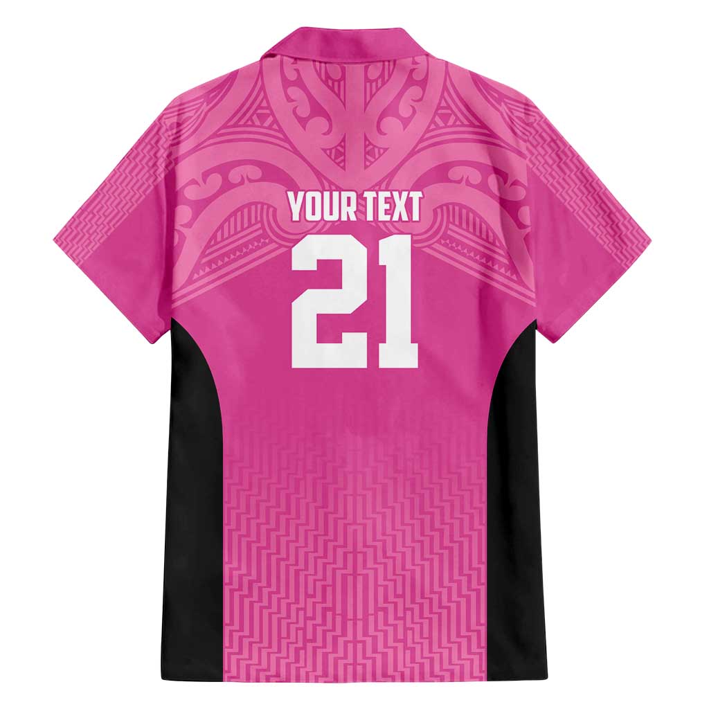 New Zealand Custom Family Matching Off Shoulder Short Dress and Hawaiian Shirt Fire Basketball Maori Tribal Pink LT9 - Polynesian Pride