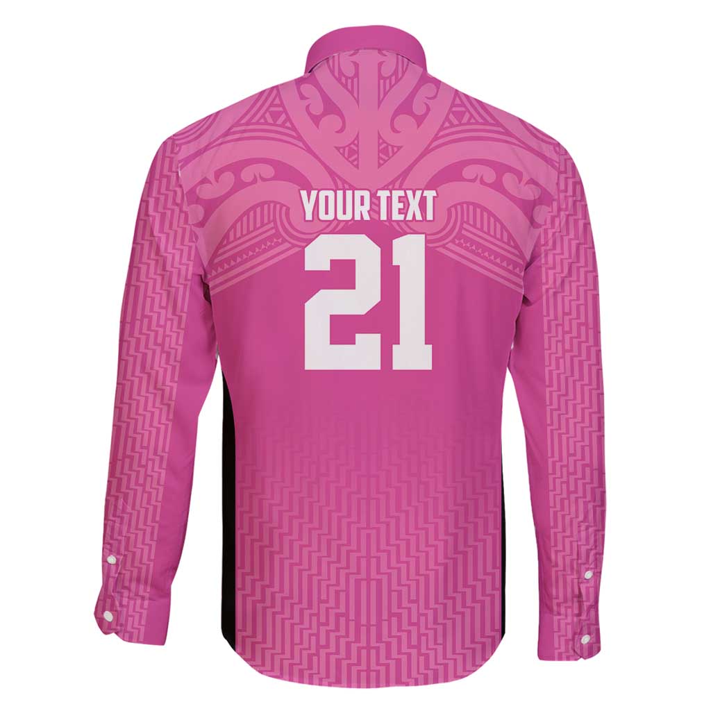 New Zealand Custom Family Matching Puletasi and Hawaiian Shirt Fire Basketball Maori Tribal Pink - Polynesian Pride