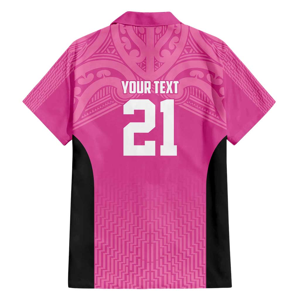 New Zealand Custom Family Matching Short Sleeve Bodycon Dress and Hawaiian Shirt Fire Basketball Maori Tribal Pink LT9 - Polynesian Pride