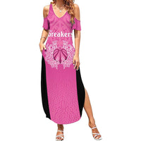 New Zealand Custom Family Matching Summer Maxi Dress and Hawaiian Shirt Fire Basketball Maori Tribal Pink LT9 Mom's Dress Pink - Polynesian Pride