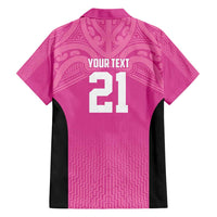 New Zealand Custom Hawaiian Shirt Fire Basketball Maori Tribal Pink - Polynesian Pride