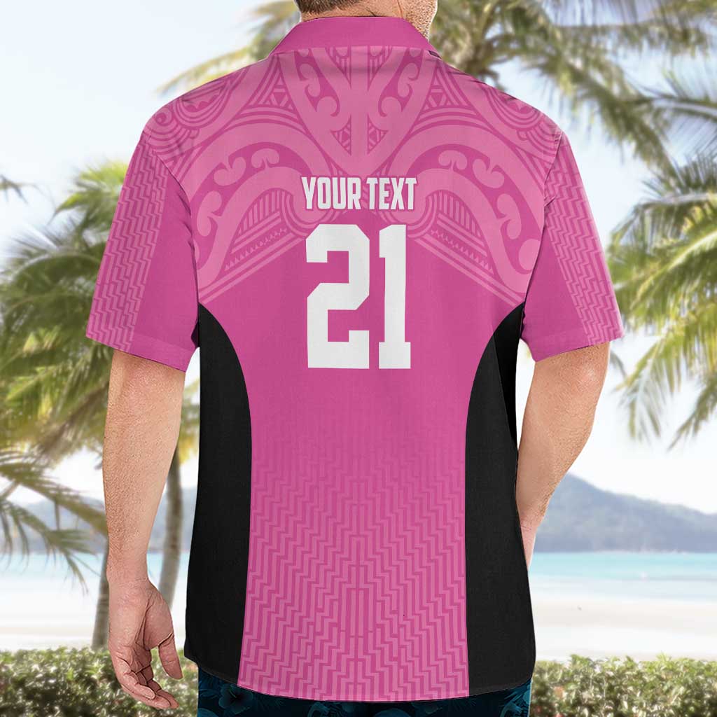 New Zealand Custom Hawaiian Shirt Fire Basketball Maori Tribal Pink - Polynesian Pride